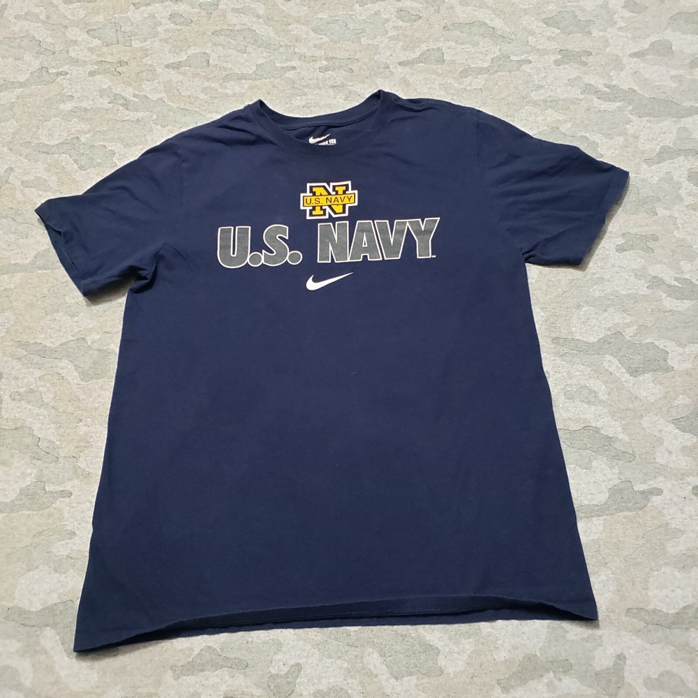 US Navy Shirt Mens Large Blue Nike Pullover Short Sleeve